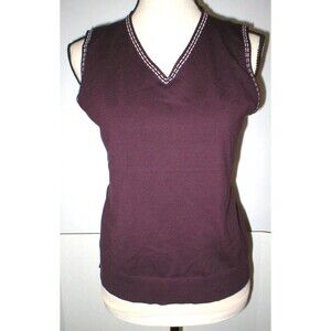 NWT Womens Worth New York Designer Sweater M Merlot Dark Red Wine Stitched V Top